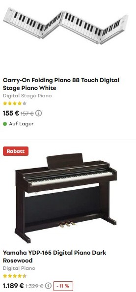 klassisches und faltbares Piano