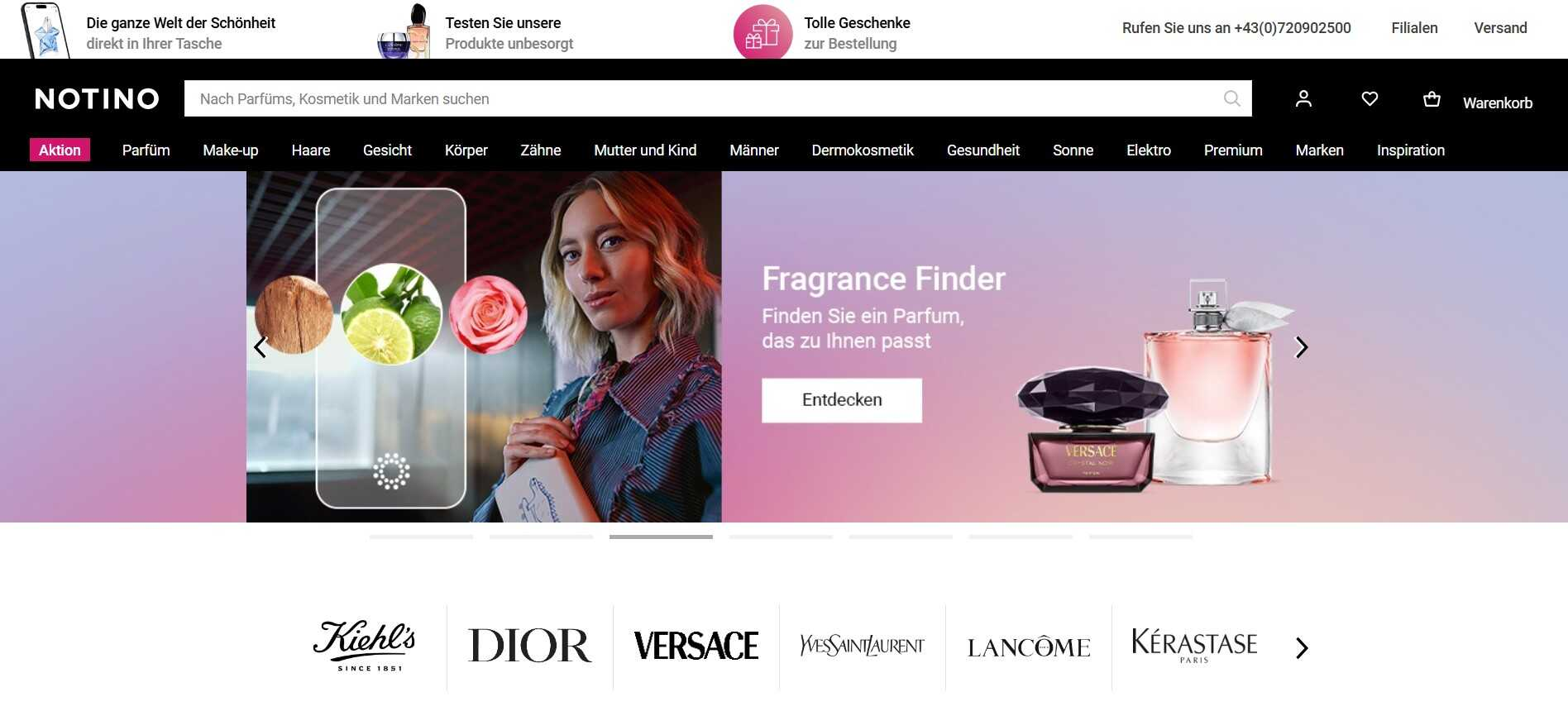 Notino - Webseite mit Fragrance Finder