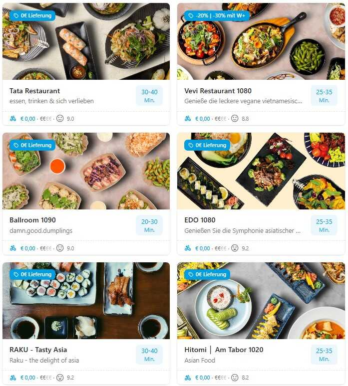 bunte Auswahl an asiatische Gerichten